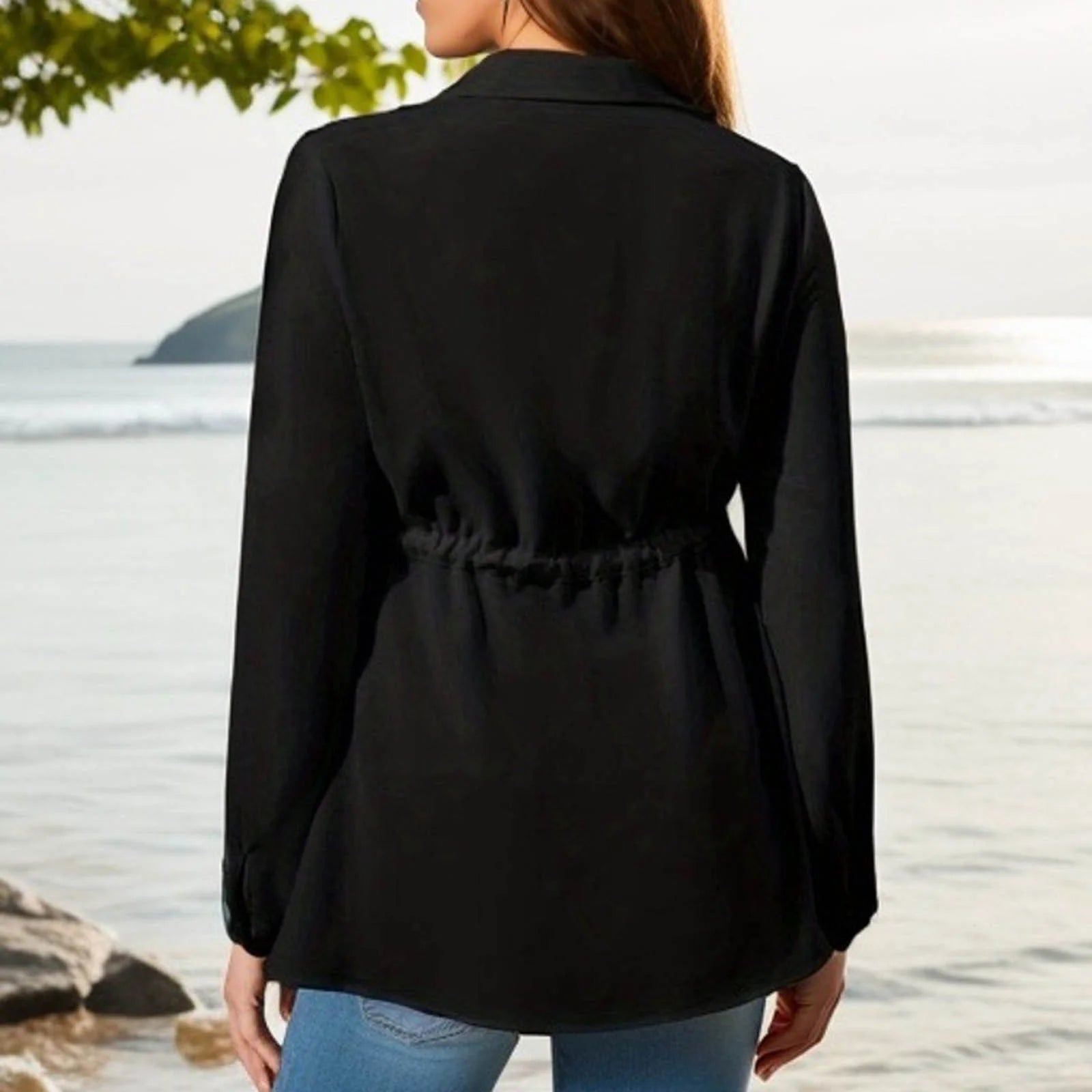 Winter Maternity Clothes,Long Sleeve Maternity Tops,Nursing Maternity Shirts,V-Neck Shirt Solid Color Women Clothing Pleated High Waisted Lace up Pregnant Shirt