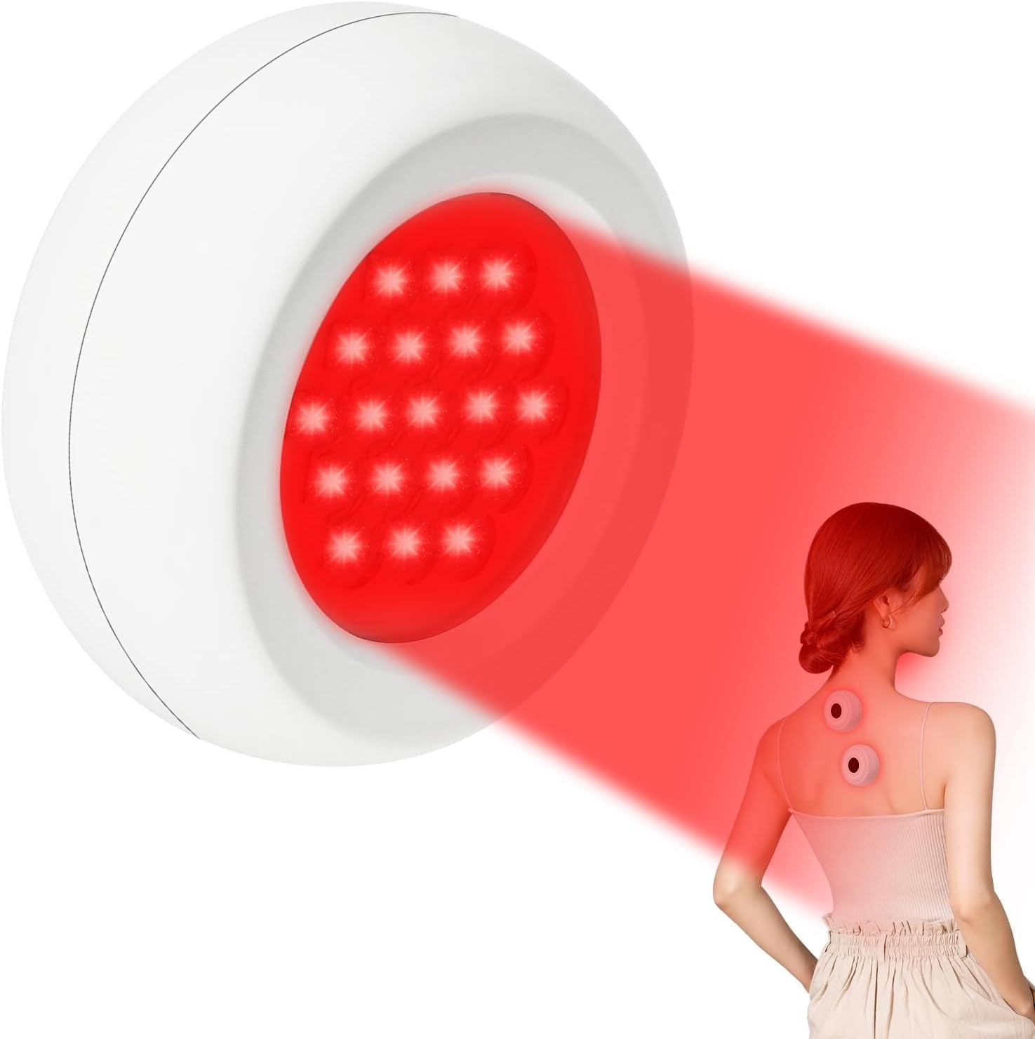 Mini Red Light Therapy for Body, Strong Energy Red Light Therapy Lamp with 660Nm Red Light & 850Nm Infrared Light Targeted for Body Healthcare, 5 Levels of Dual Light Adjustment, White